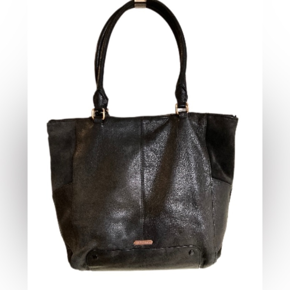 EUC Vince Camuto Black Leather & Suede Satchel/Shoulder Bag - Picture 2 of 10